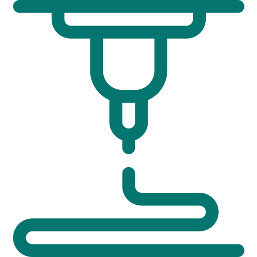 3D printer nozzle depositing filament to create an object layer by layer, illustrating additive manufacturing technology.