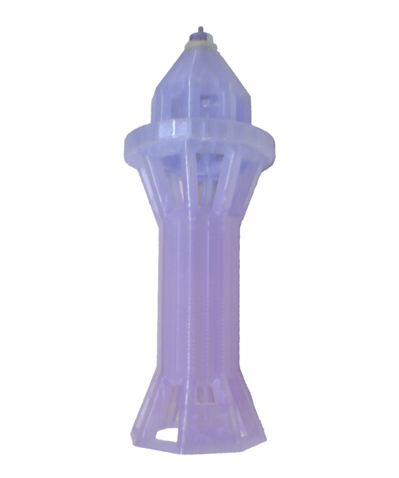 Clear plastic tower-shaped model showcasing a lantern design, likely for educational or decorative purposes. Its translucent finish highlights intricate details.
